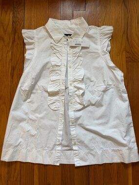 NWT J.Crew Ruffled Cotton Poplin Sleeveless Top Size S